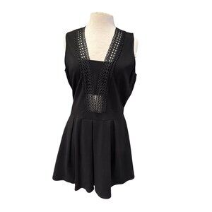 Gianni Bini Black Sleeveless Fit & Flare Dress With Crochet Detail Size L